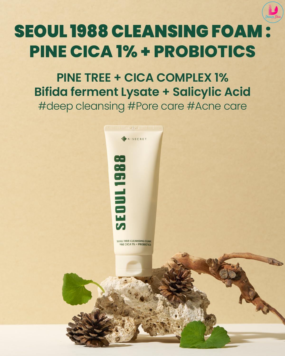 KSECRET SEOUL 1988 Cleansing Foam Pine Cica 1% + Probiotics 150ml